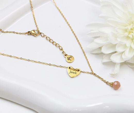 Naszyjnik na Baby Shower dla mamy z grawerunkiem pozłacana stal szlachetna 1876/4