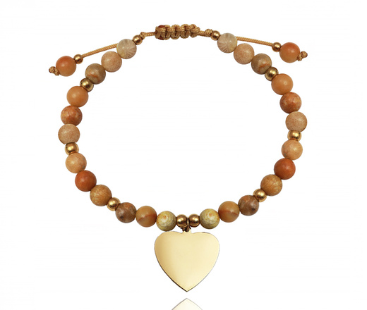 1602 bransoletka z sercem grawerowanym kamienie naturalne