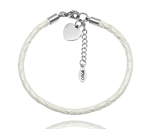 1638/3 bransoletka stal szlachetna z grawerem skórzany rzemień