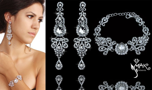 Kpl 656/1 komplet, biżuteria ślubna cyrkonie duże kolczyki