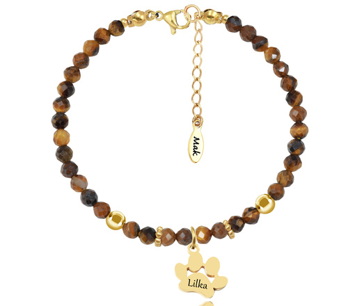 1728/28 bransoletka damska  z grawerem stopka tygrysie oko