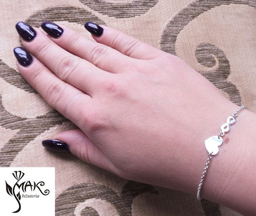 BR831 BRANSOLETKA Z GRAWEREM Swarovski Elements serce infinity