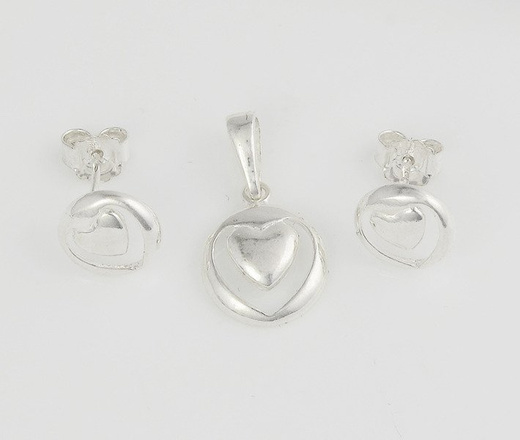 480/131 komplet srebrny w kształcie serduszek