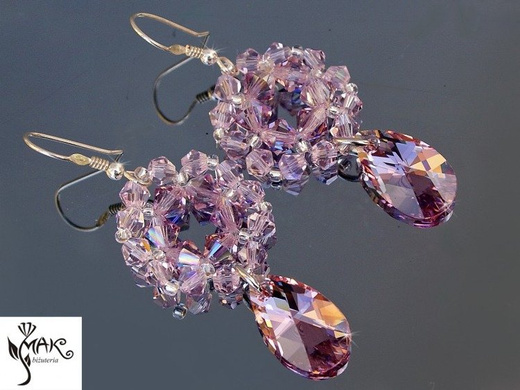 KOL167 LIGHT ROSE KOLCZYKI KRYSZTAŁY SWAROVSKI ELEMENTS