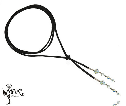 NK767 NASZYJNIK choker srebro 925 CZARNY Swarovski Elemen