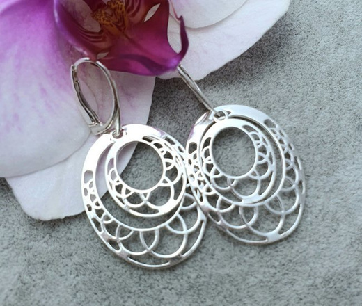 480/355 kolczyki ażurowe srebrne łezki podwójne