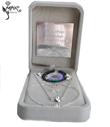KPL697 biżuteria Swarovski KOMPLET kryształy + pudełko z grawerem