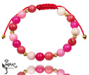 BR948 Bransoletka z różowych  jadeitów na sznurku