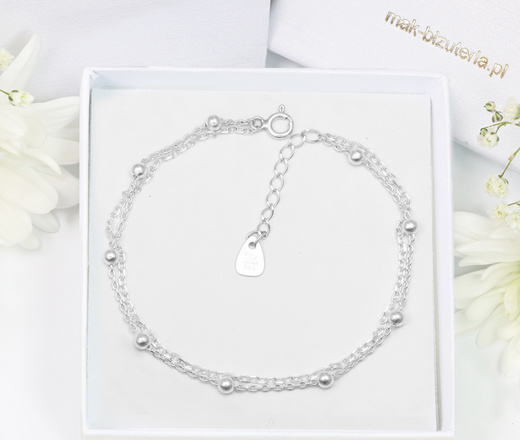 1713 bransoletka s.925 podwójna z kuleczkami