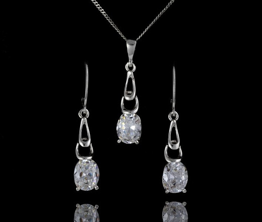 480/133 komplet srebrny z błyszczącą cyrkonią