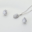 KPL 599/570 komplet kolczyki i wisiorek z krystalicznymi łezkami plus łańcuszek, srebrny