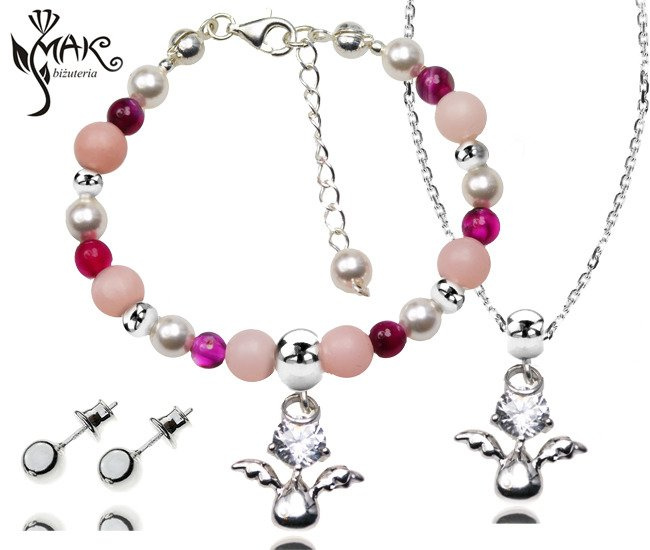 927/3 komplet Swarovski Elements srebro 925  urodziny komunia