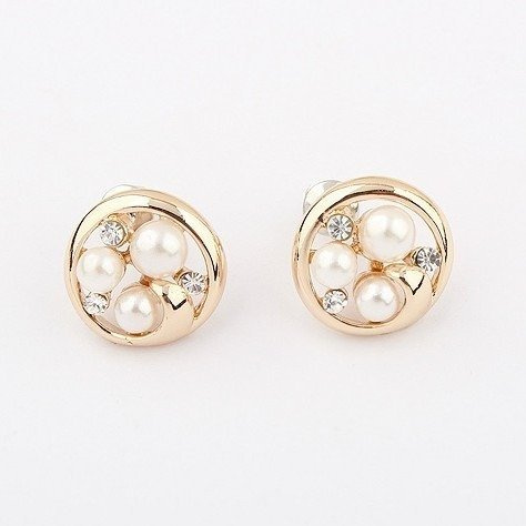 Kol  599/93  kolczyki kryształy złocone kółka z perełkami