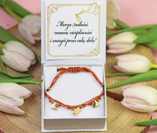 1349 BRANSOLETKA Z GRAWEREM stalowa na sznureczku