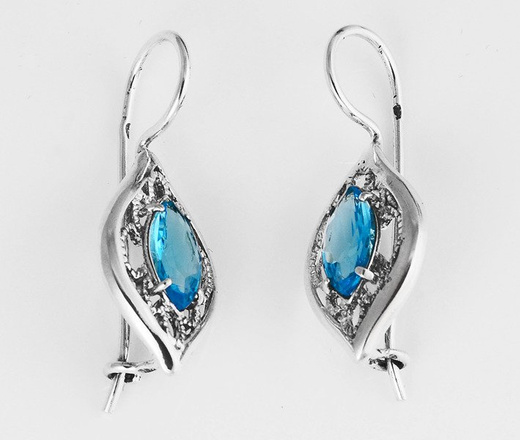 480/175 kolczyki srebrne z błękitną cyrkonią