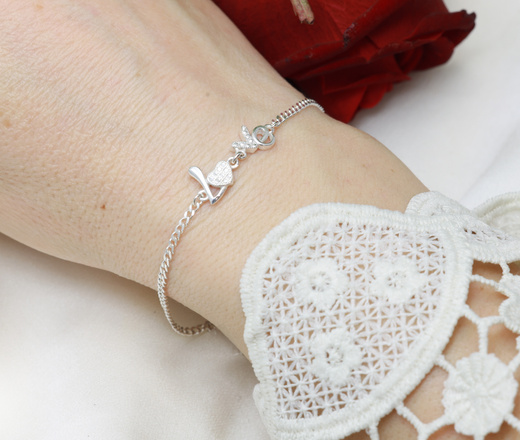 bransoletka srebrna 925 z sercem zestaw 1899/5