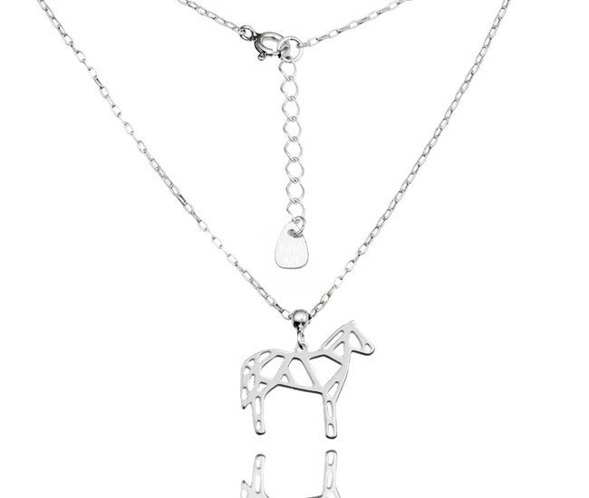 1157 naszyjnik z srebrny 925 ażurowy konik koń origami