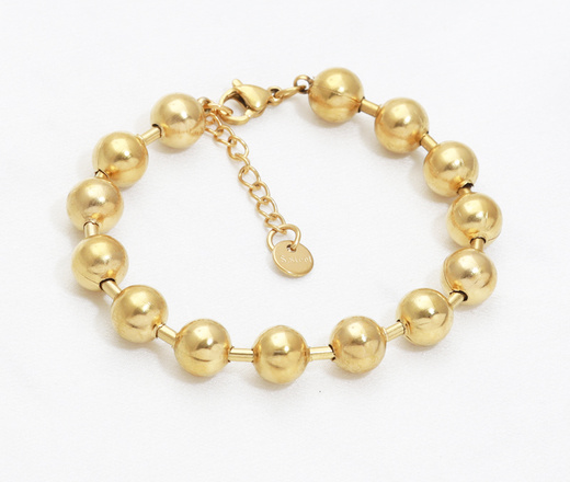 Masywna bransoletka z kuleczkami, pozłacana stal szlachetna 1857/29