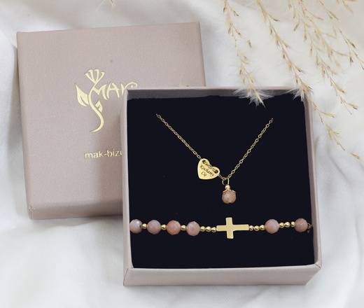 Naszyjnik na Baby Shower dla mamy z grawerunkiem pozłacana stal szlachetna 1874