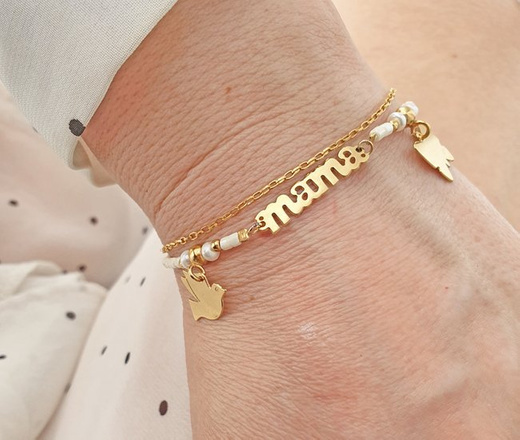 1274/1 bransoletka srebro 925 pozłacane Mama dla mamy z grawerem