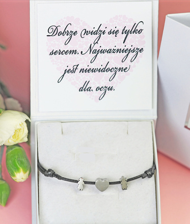 1350 bransoletka stopki serce z grawerunkiem stalowa