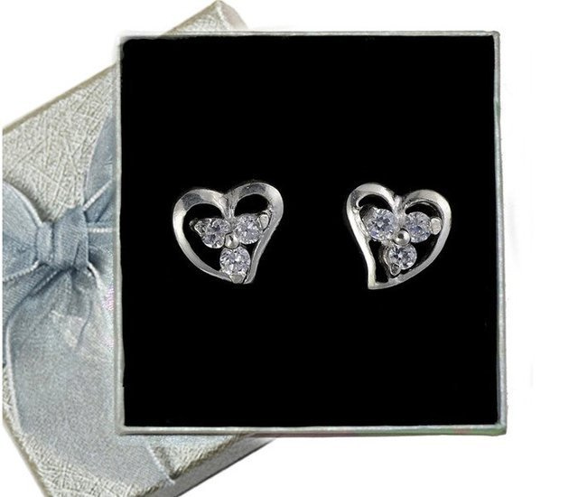 480/168  kolczyki srebrne serduszka z błyszczącymi cyrkoniami