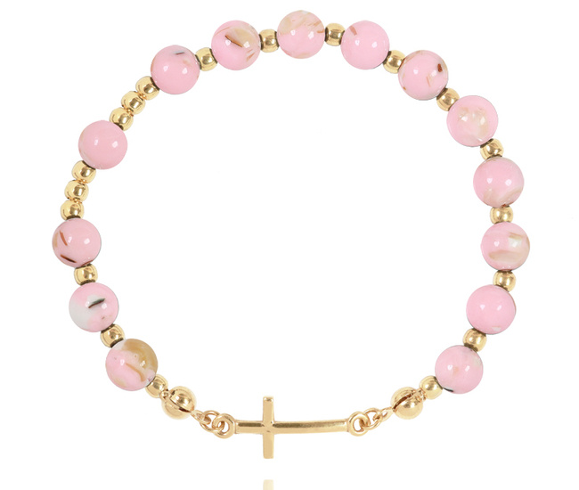 1627/10 bransoletka srebrna 925 pozłacana różaniec z kamieniami naturalnymi howlit