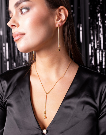 1450 kolczyki srebrne 925 złocone długie z kuleczkami