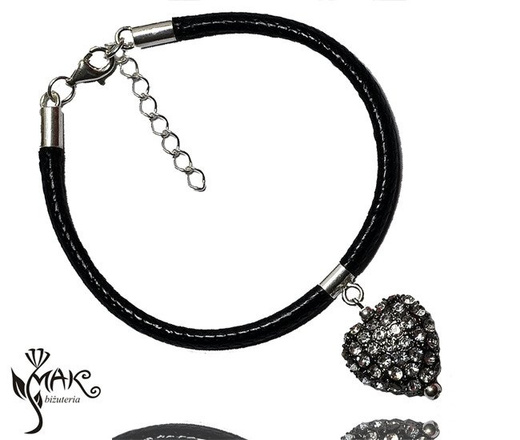 NK742 NASZYJNIK choker srebro 925 CZARNY serce