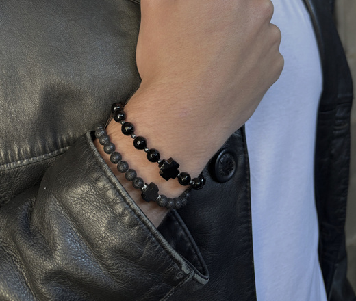 1722/9 bransoletka różaniec męska kamienie naturalne