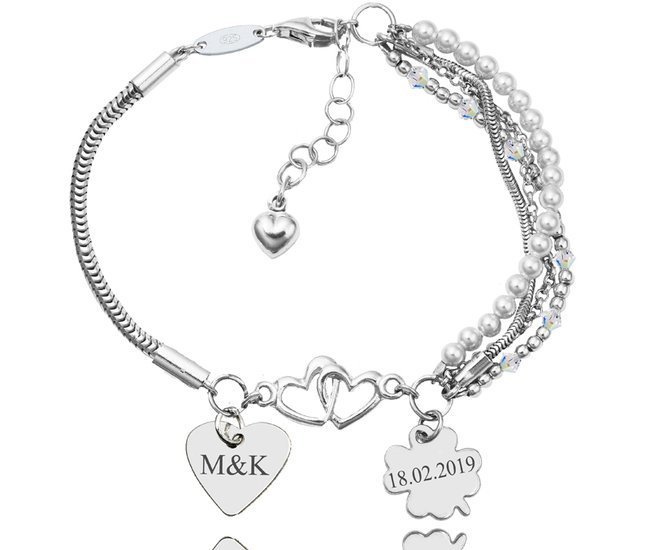 1126 Bransoletka z grawerem kryształów dwie zawieszki