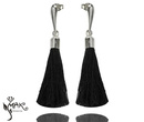 KOL780 kolczyki chwosty frędzle czarne Swarovski Elements srebro 925