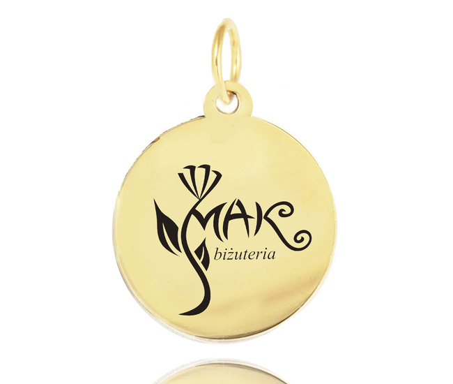 1754 Kółeczko blaszka grawerowana z logo złota stal szlachetna 15 mm Dla firm HURT