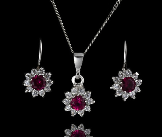 480/236 komplet srebrny z różowymi cyrkoniami