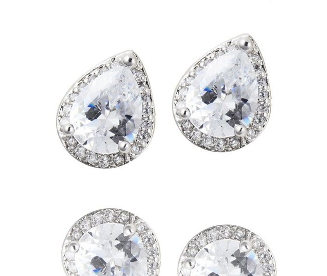 1081 KOLCZYKI ślubne, cyrkonie sztyft Piękne