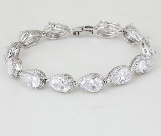 BR599/425 srebrna, CYRKONIE BRANSOLETKA 18 cm