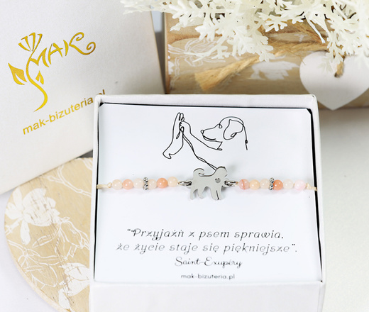 1717/8 bransoletka piesek z grawerem kamienie naturalne