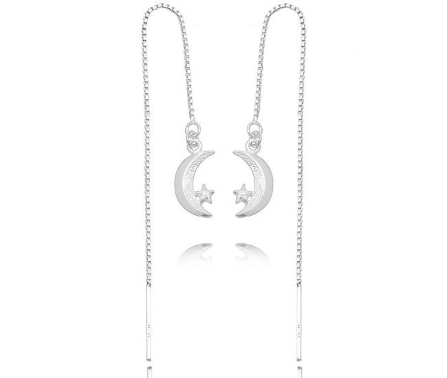 1248 kolczyki przeciągane księżyce srebrne 925