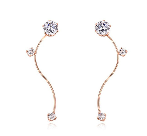 Kol 599/616 KOLCZYKI długie z krystalicznymi cyrkoniami, różowe złoto