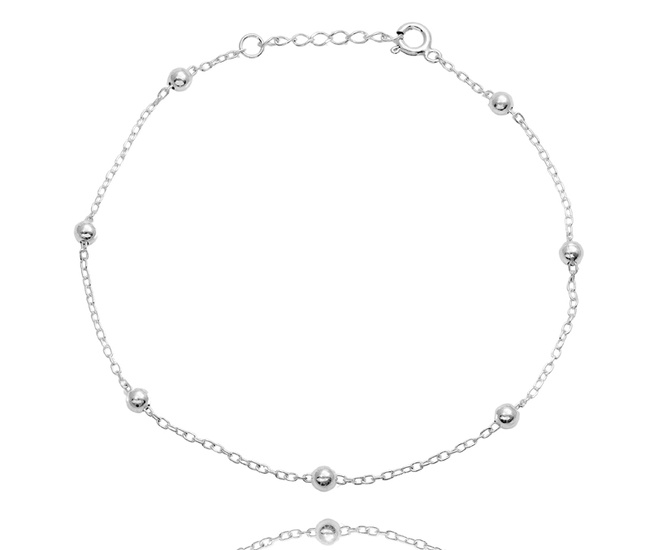 Bransoletka na nogę srebrna z kulkami FZR040P43,3 1779/4