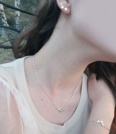 1136 gwiazdki komplet srebrny 925 celebrytka naszyjnik kolczyki bransoletka