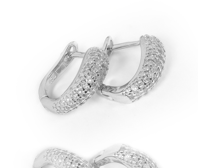 114/26 kolczyki kółka rodowane srebro p925 z cyrkoniami