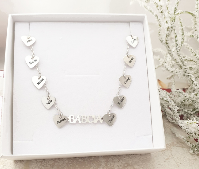 1746/15 bransoletka 10 zawieszek dla Babci srebrna 925 grawerowana