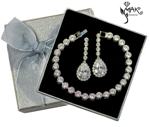Kpl871 komplet ślubny, biżuteria ślubna z cyrkoniami k599/544 b599/543