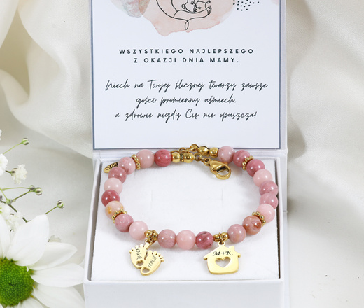Bransoletka z grawerem i kamieniami naturalnymi dla mamy 1794/3