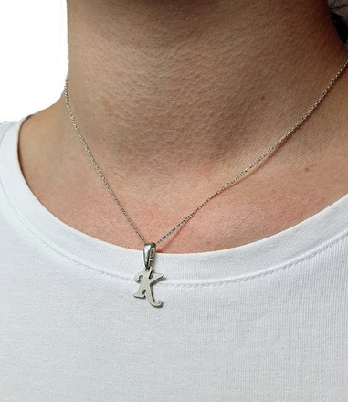 1119 naszyjnik literka, alfabet, dowolny inicjał srebrny