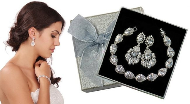 Kpl876 komplet ślubny, biżuteria ślubna z cyrkoniami b599/425  k686/6