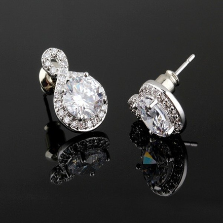 Kol599/845 KOLCZYKI z cyrkoniąna sztyft srebrne ósemki