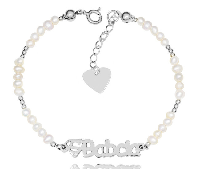 1315 bransoletka z napisem Super Babcia srebrna 925 grawerowana