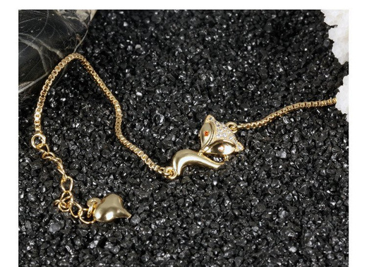 BR599/405 żółte złoto, CYRKONIE BRANSOLETKA lis